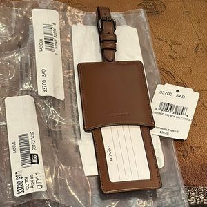 SALE COACH BROWN SADDLE Refine Calf Leather Luggage Tag. NEW